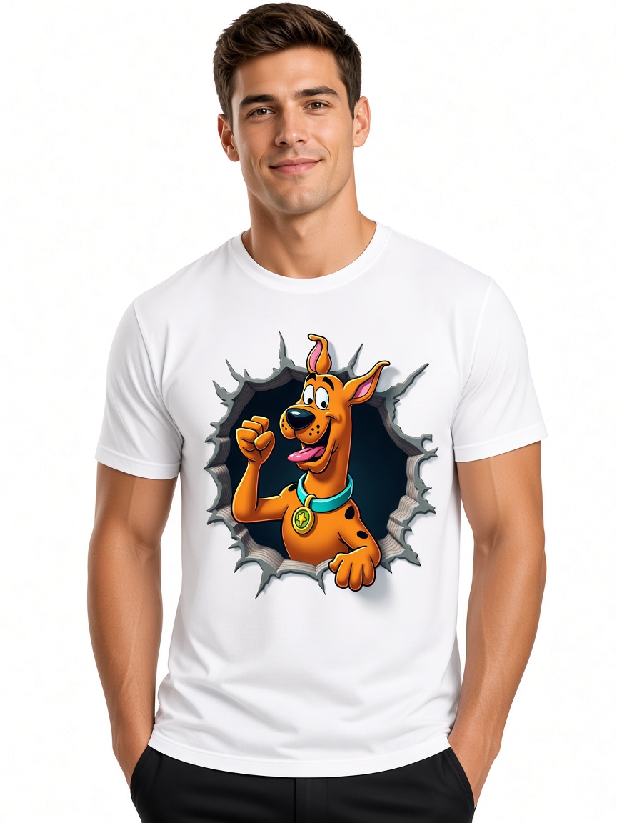 Limited T-Rex Dog Fun Print White Tee