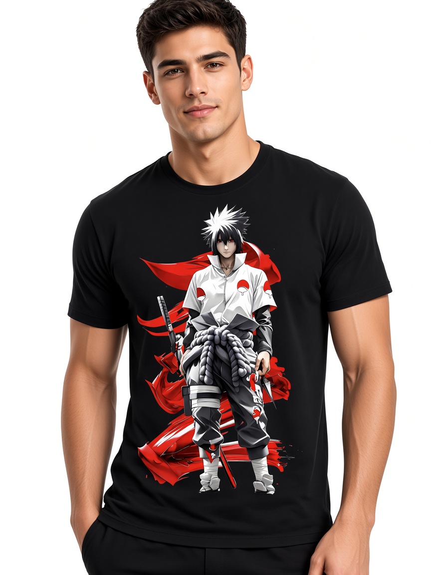 Limited Sasuke Red Energy Warrior Black Tee